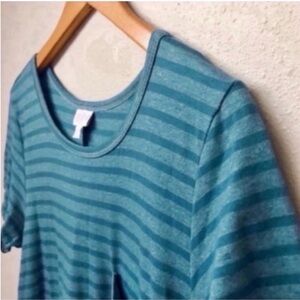 LuLaRoe Carly Dress Teal Stripe